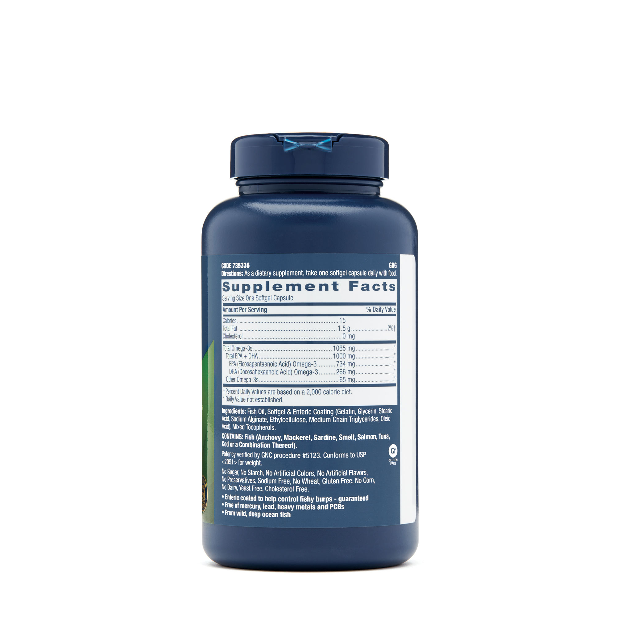 GNC Triple Strength Fish Oil 1,000 mg,120 softgels ลดความเสี่ยงของการเกิดโรคหัวใจ และหลอดเลือด ช่วยบำรุงสมอง ข้อต่อและผิวพรรณ