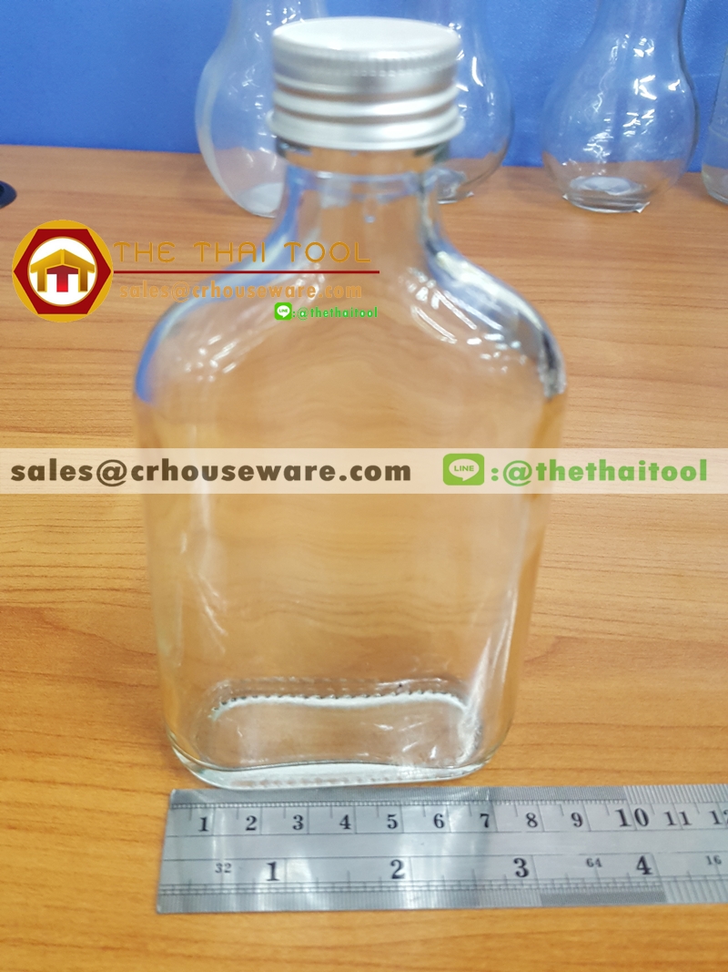 ขวดแก้วแบน 187 ml. Flat glass bottle with lid 187 ml. Code : 005-J-935