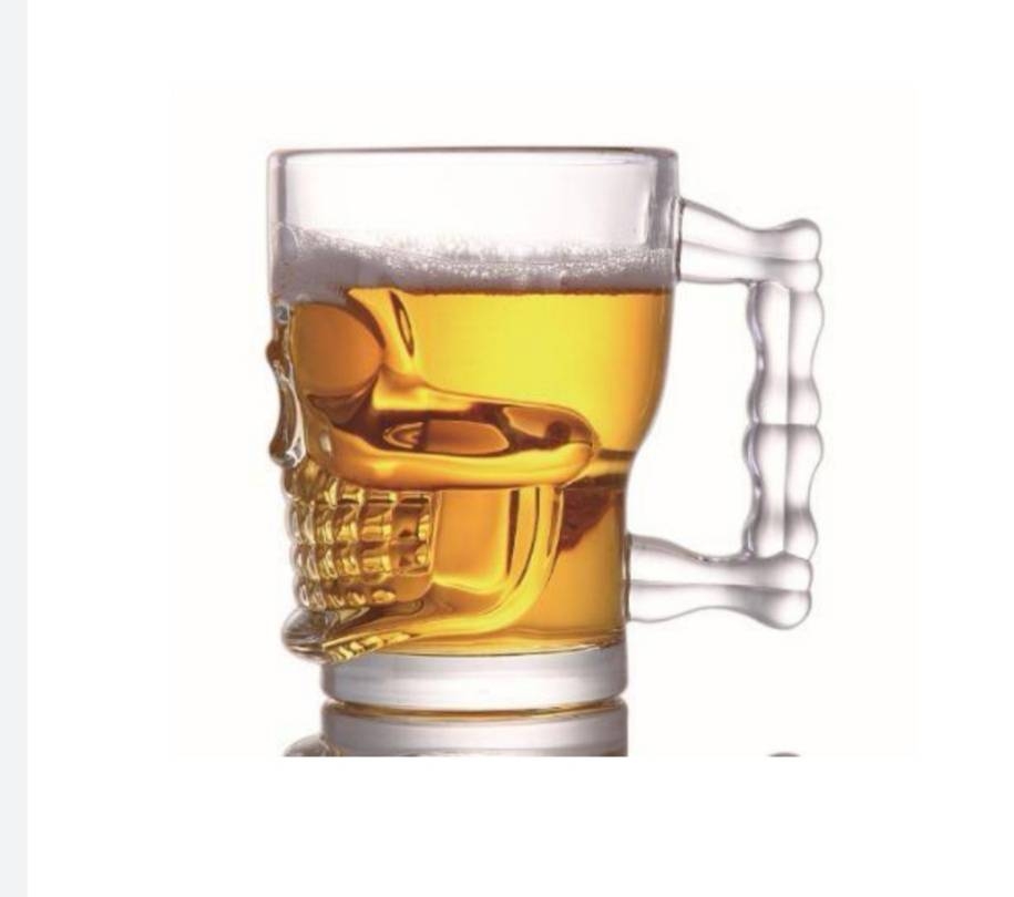 ( 6 ใบ ) แก้วเบียร์ หัวกระโหลก Ripple Skull Mug 520 ml #RJ10BE18