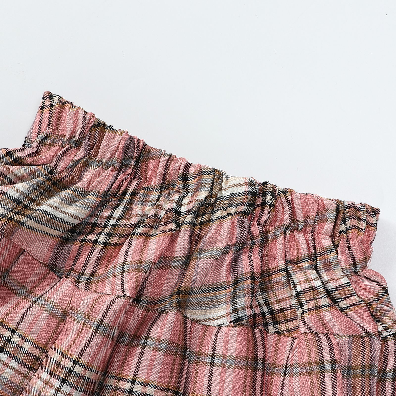 พร้อมส่ง กระโปรง เด็กผู้หญิง อัดพีชสั้นไม่รวมเข็มขัด