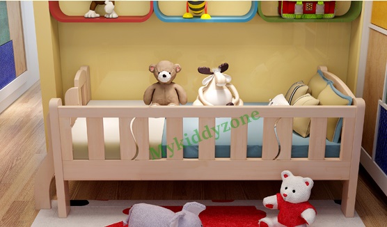 เตียงนอนไม้สนธรรมชาติ เตียงเดี่ยวสำหรับเด็ก สีเบจ TP21002 (WDK2)