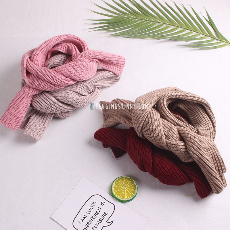 ผ้าพันคอไหมพรมเด็กแบบเรียบ มี 6 สี