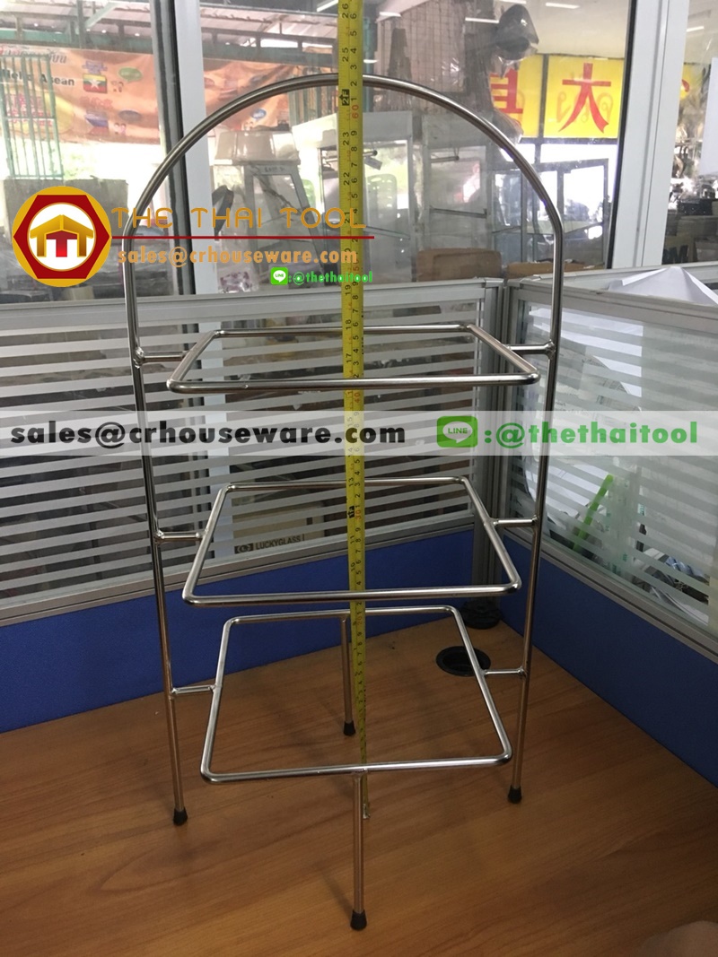 3-tier high tea stand ชั้นโชว์สแตนเลส 3 ชั้น ทรงเหลี่ยม 005-JP-HTQ-24 ,ไฮทีทรงสี่เหลี่ยม (ราคาไม่รวมจาน)
