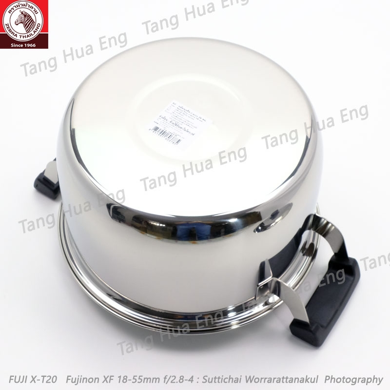 Zebra หม้อหุงต้มสเตนเลส ( 2 หู ) Carry 28 ซม. ตราหัวม้าลาย