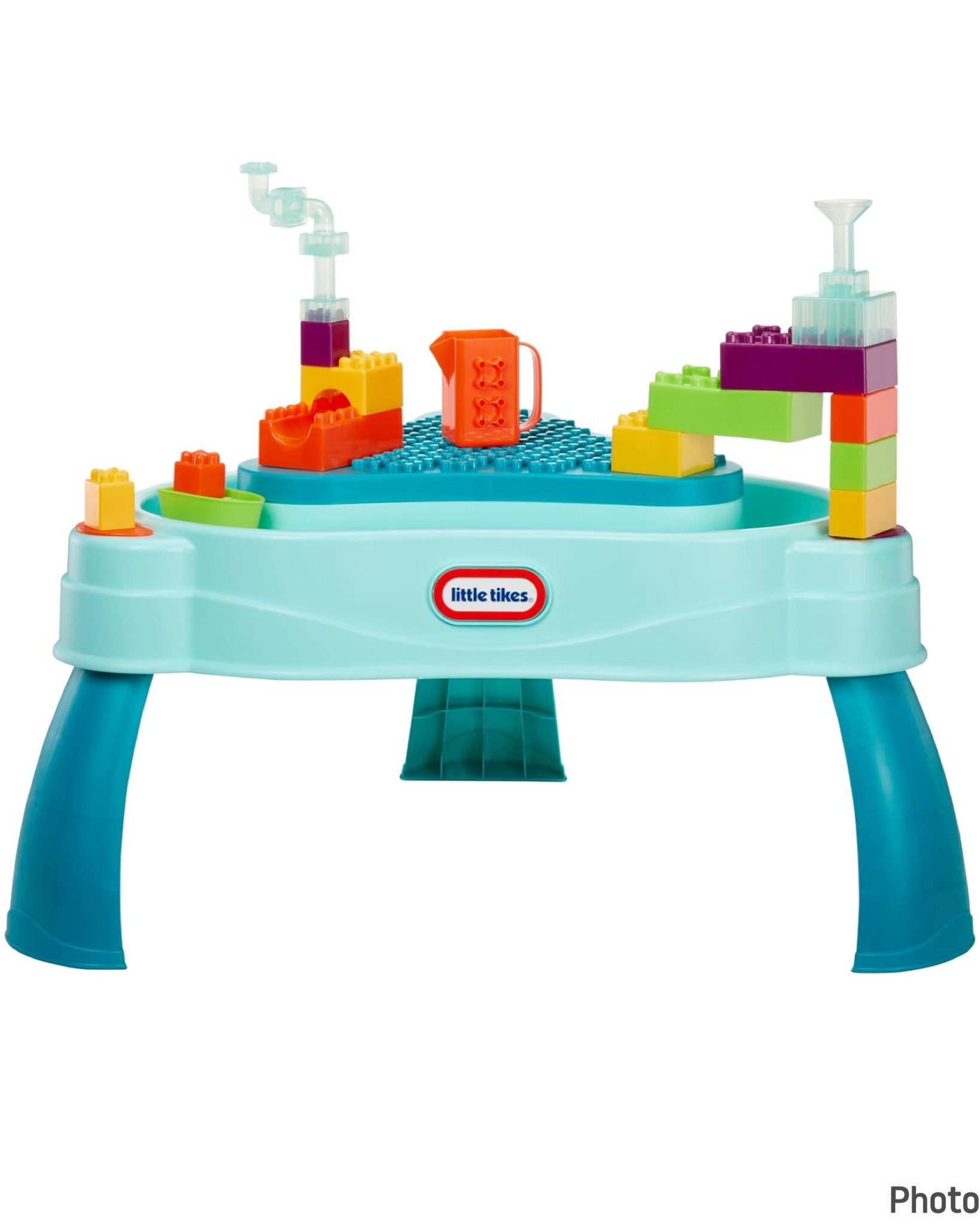 โต๊ะน้ำและโต๊ะต่อตัวต่อ Little Tikes Build & Splash - Water Table with 25-Piece Accessories