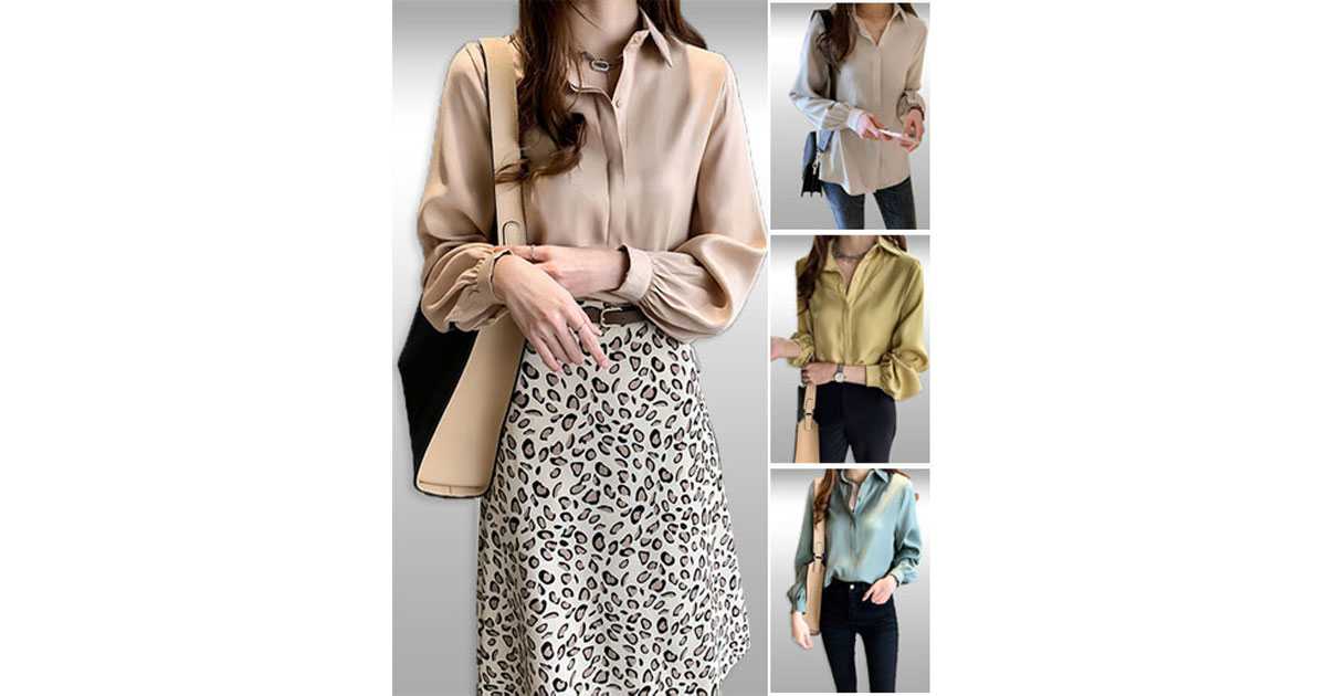 เสื้อเชิ๊ตแฟชั่นแขนยาวแบบสวยหรู 4 สี รหัส2335