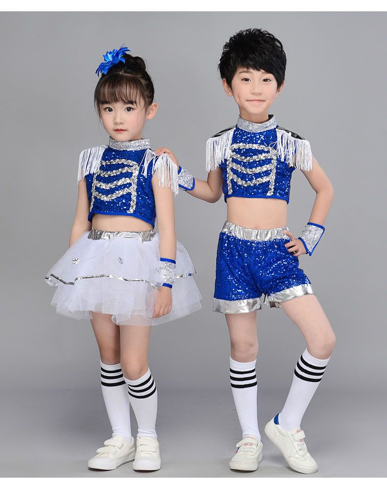 ชุดเต้น ชุดหรีด ชุดเชียร์ สีน้ำเงิน-ขาว