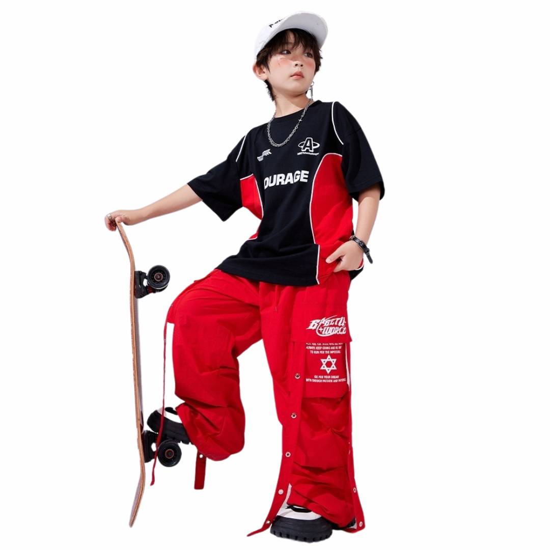 พร้อมส่ง ชุดเต้น เซ็ตชายหญิง เสื้อแขนสั้น+กางเกงขายาวสายรัด