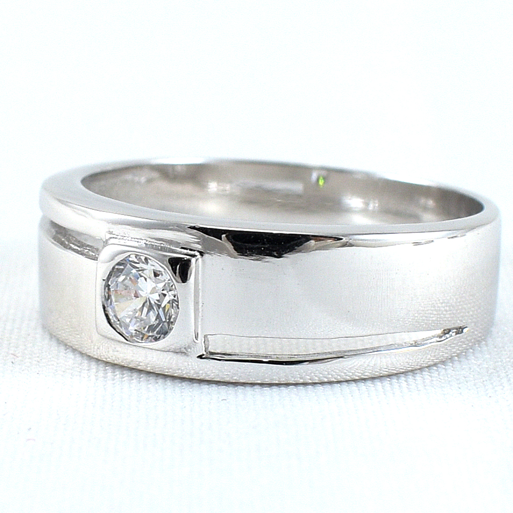 แหวนเงินแท้ราคาถูกชุบทองคำขาว เพชรCZแท้ 0.35 กะรัต งานประณีตสวยงาม สั่งผลิตค่ะ