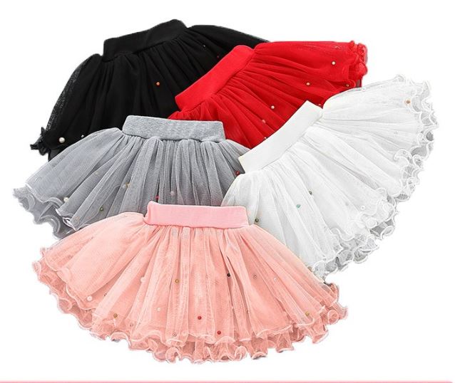 กระโปรงพองฟู กระโปรงเด็ก รุ่นไม่มีกระดุมยางยืด โบว์ติดกระโปรง