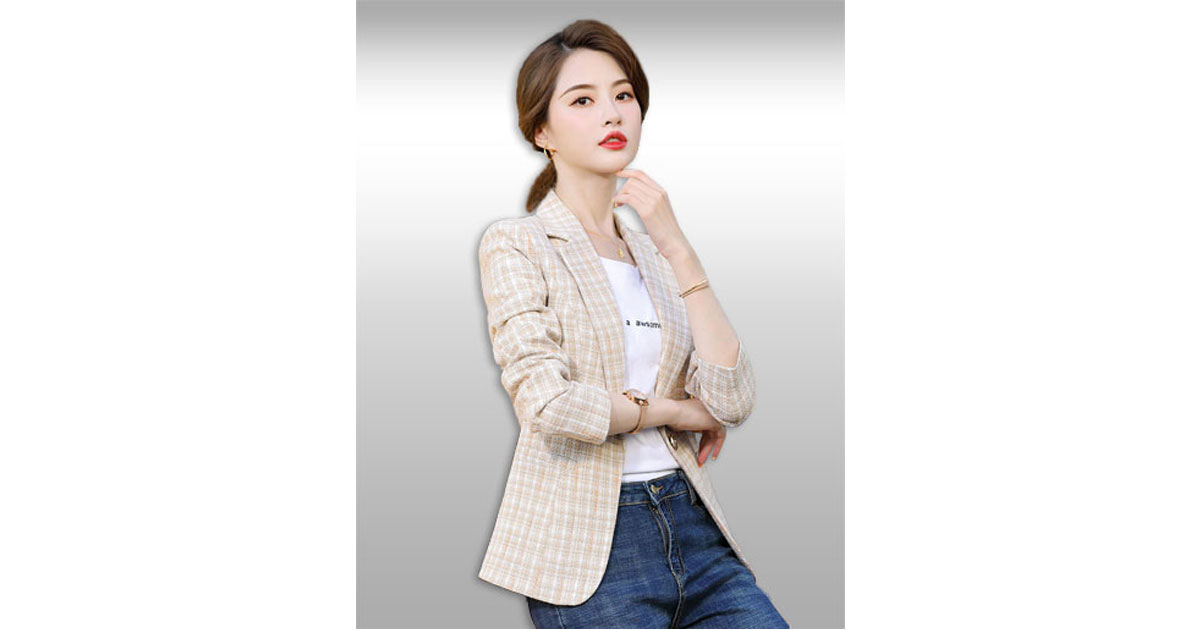 เสื้อสูทผู้หญิงสีเบจแบบสวยหรู มี 7 ไซส รหัส2266