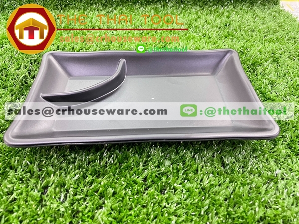 จานสแน็คทรงสี่เหลี่ยม 7.5 นิ้ว สีดำ