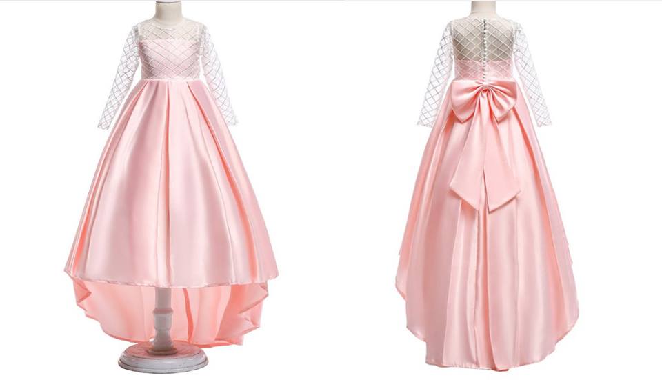 เดรสออกงานสีชมพูโอรส หน้าสั้นหลังยาว