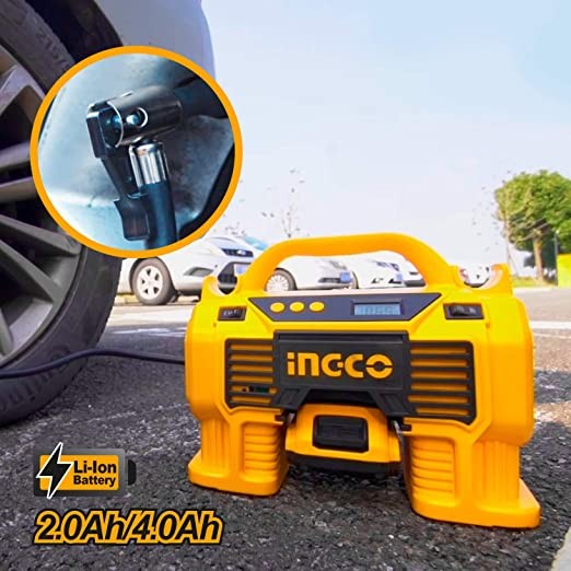 INGCO ปั๊มลมมินิไร้สาย 20V แบต 2.0Ah มีครบชุด กับ เครื่องเปล่า รุ่น CACLI2002 ⬇️⤵️สินค้ามีตัวเลือก