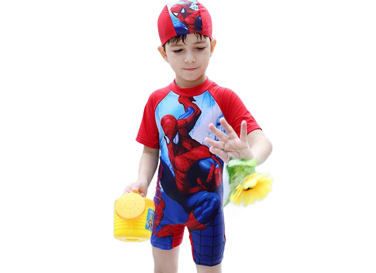 พร้อมส่ง ชุดว่ายน้ำเด็ก ชุดว่ายน้ำ ลายการ์ตูน เสื้อ+กางเกง+หมวก