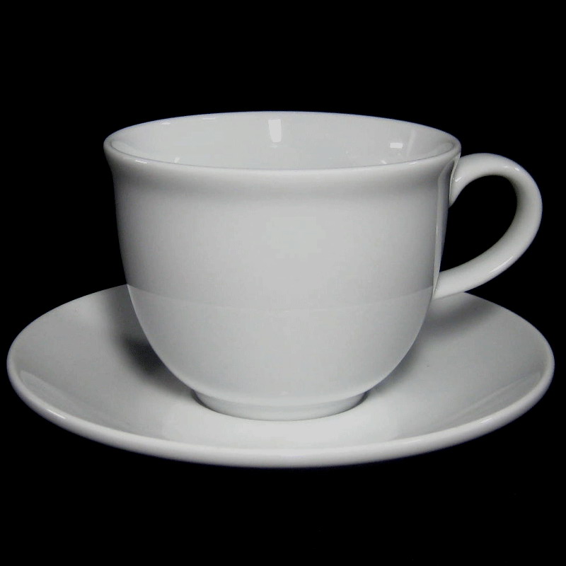 ถ้วยกาแฟทรงอ้วน + จานรอง ความจุ 9.8 ออนซ์ ( 250 มล. ) #0989/0979 ยี่ห้อ Royal porcelain ( รอยัล พอร์ซ)