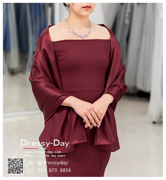 รหัส ชุดผ้าคลุมไหล่ : DD005 ผ้าคลุมไหล่ชุดราตรี ไปงานแต่ง ออกงาน สวย เรียบหรู ไฮโซมากค่ะ พร้อมส่ง สีแดง/ไวด์แดง
