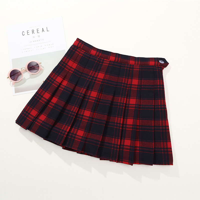 friendly4kid พร้อมส่ง กระโปรง ลายสก๊อต เด็กผู้หญิง สก๊อตแดง