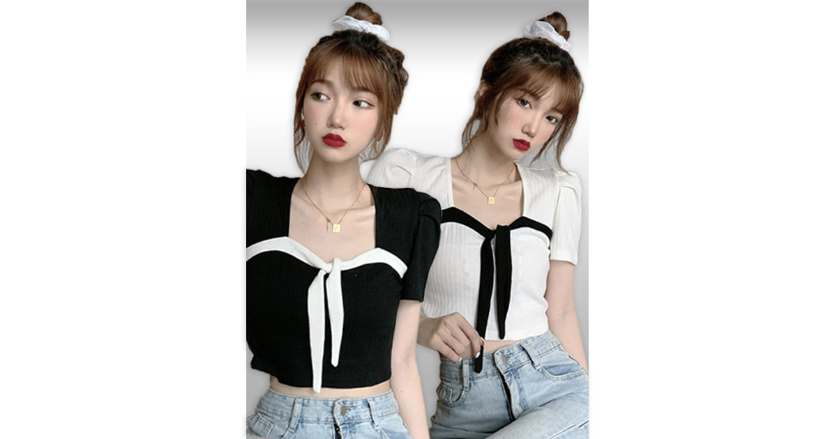 เสื้อแฟชั่นสวยหวานโชว์หลังเซ็กซี่สไตล์เกาหลี มี2สีรหัส2373