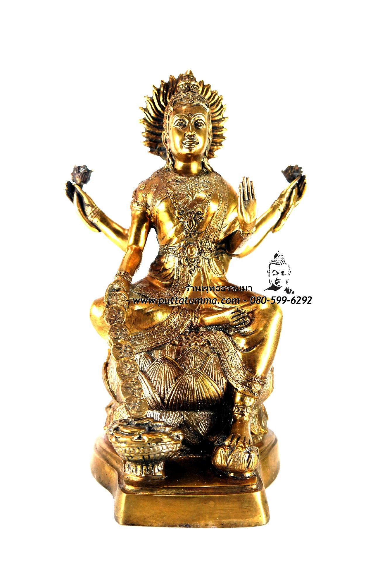 พระแม่ลักษมี เนื้อโลหะ ขนาด 5 นิ้ว สูง 10.5 นิ้ว