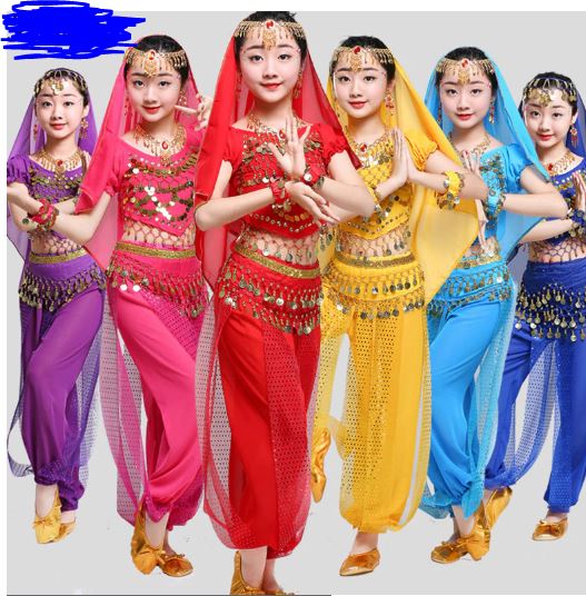 F ชุดเต้น ชุดระบำแขก จินนี่ แบบกางเกง