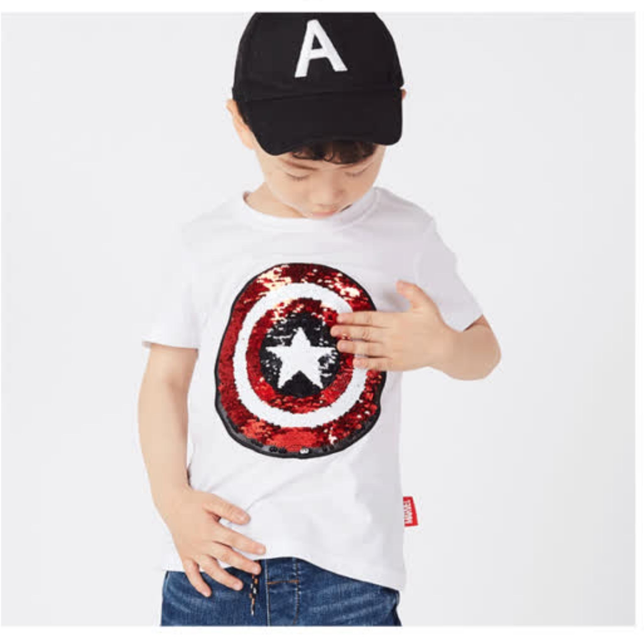 สินค้าพร้อมส่ง เสื้อยืดปักเลื่อม เปลี่ยนลาย ลายการ์ตูน