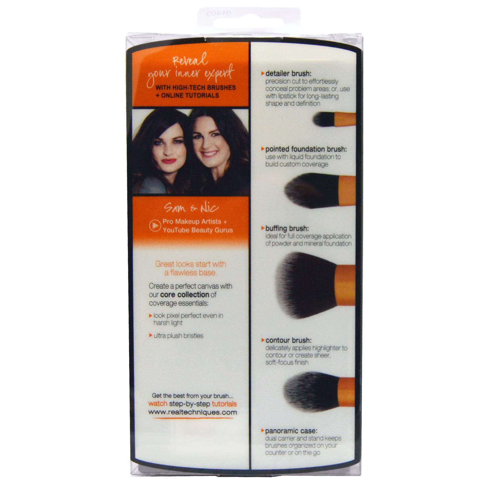 Real Techniques by Samantha Chapman, Your Base/Flawless, Core Collection, 4 Brushes + Case