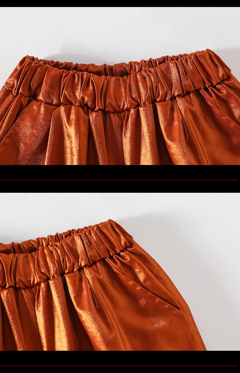 ชุดเต้น เสื้อ+กระโปรง/กางเกงขายาว น้ำตาล