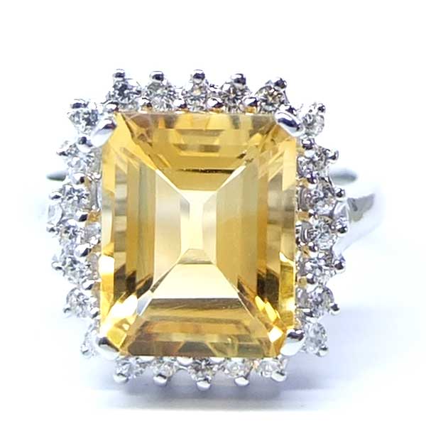 แหวนเงินแท้ราคาถูกชุบทองคำขาว ซิทรินแท้ 4.65 กะรัต เพชรCZ 0.36 กะรัต งานประณีตสวยงาม สั่งผลิตค่ะ