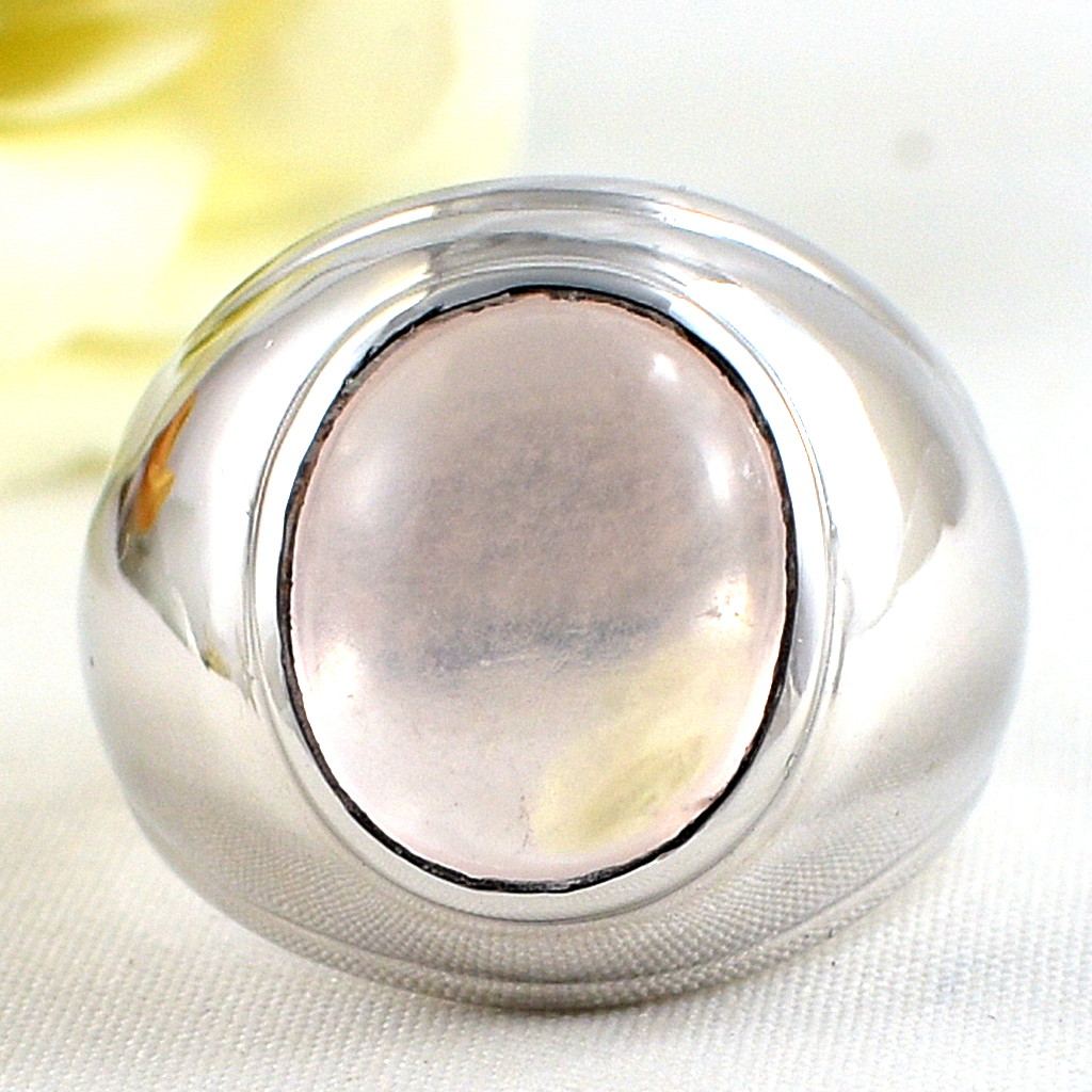 แหวนเงินแท้ราคาถูกชุบทองคำขาว พลอยแท้โรสควอทซ์ 7.80 กะรัต งานประณีตสวยงาม สั่งผลิตค่ะ