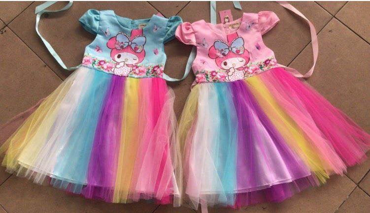 พร้อมส่ง ชุดเดรสแขนกุดลายยูนิคอน LOL สีชมพู