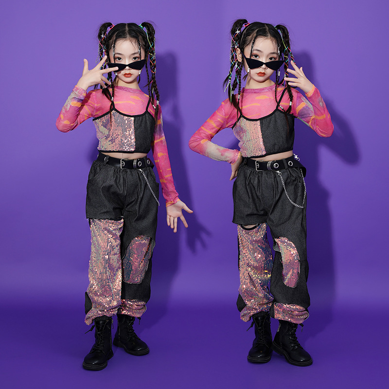 ชุดเต้น ชุดฮิปฮอป เสื้อแขนยาว + กางเกงขายาว สไตล์แบลคพิ้ง