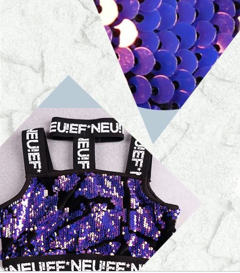 ชุดเต้น ชุดแดนซ์ สีม่วง ปักเลื่อม พร้อมเสื้อแจ๊คเก็ต