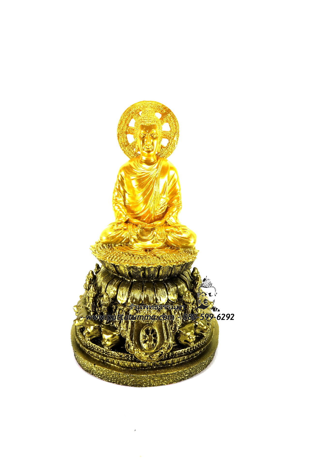 พระพุทธเจ้า ตรัสรู้ สีทอง เนื้อเรซิ่น ขนาด 5 นิ้ว สูง 11 นิ้ว