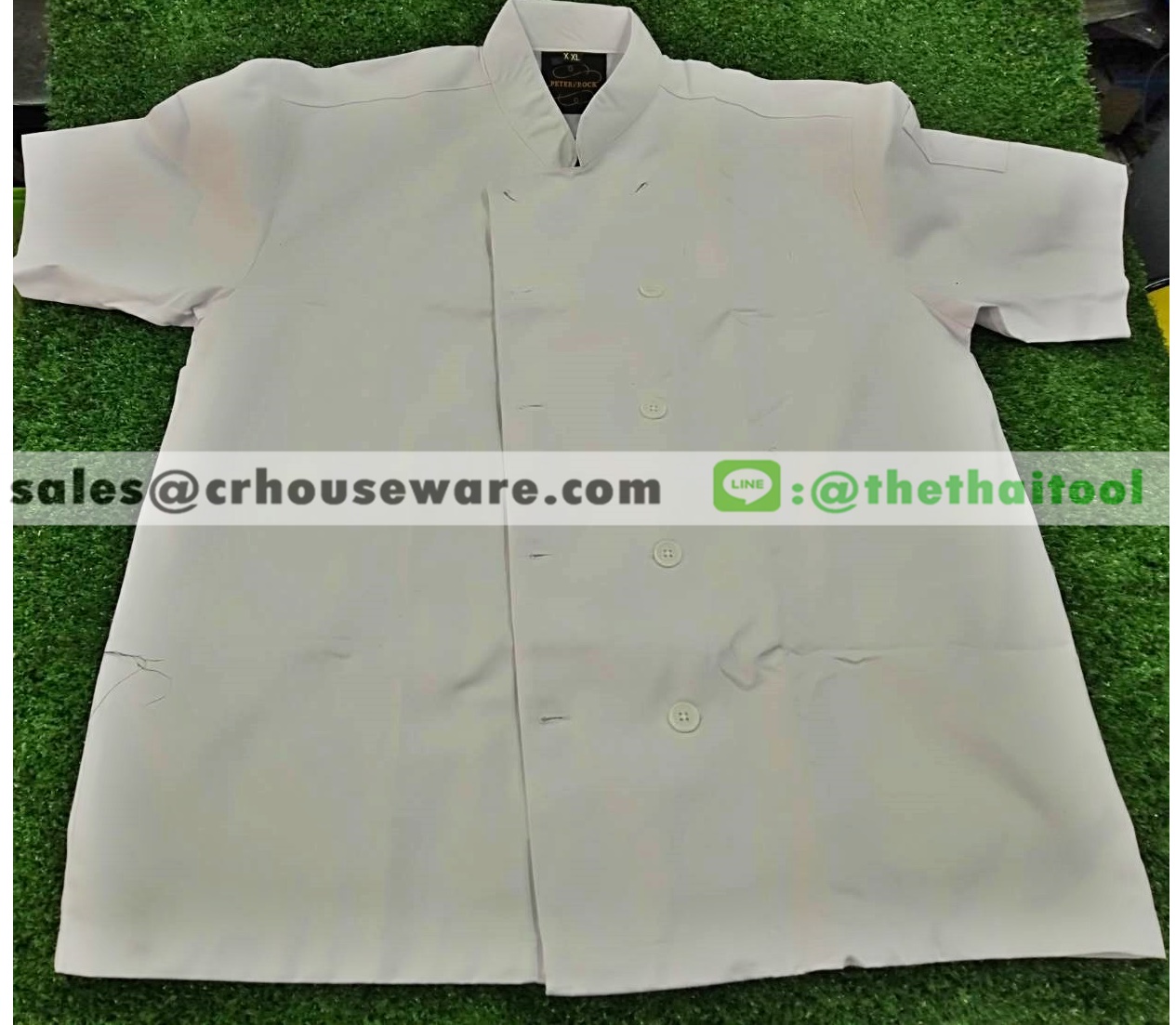 เสื้อเชฟแขนสั้น (สีขาวล้วน) PT 2XL,Large_Cook_Jacket,เสื้อเชฟใหญ่มาก