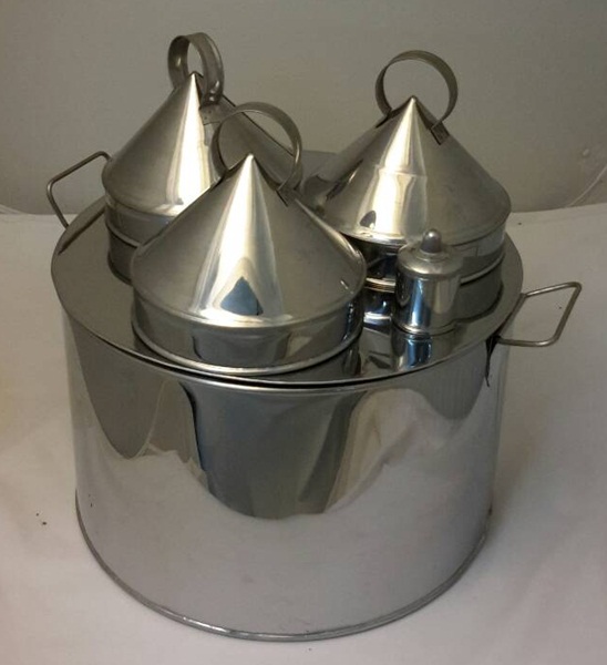 หม้อทำข้าวเกรียบปากหม้อ 3 ช่อง, Thai Style Steamed Rice-Skin Dumplings Snack or Khao Kriab Pak Moh Pot or Chinese Style Dim Sum Dumplings Cooker with 3 Cooking Openings and Covers