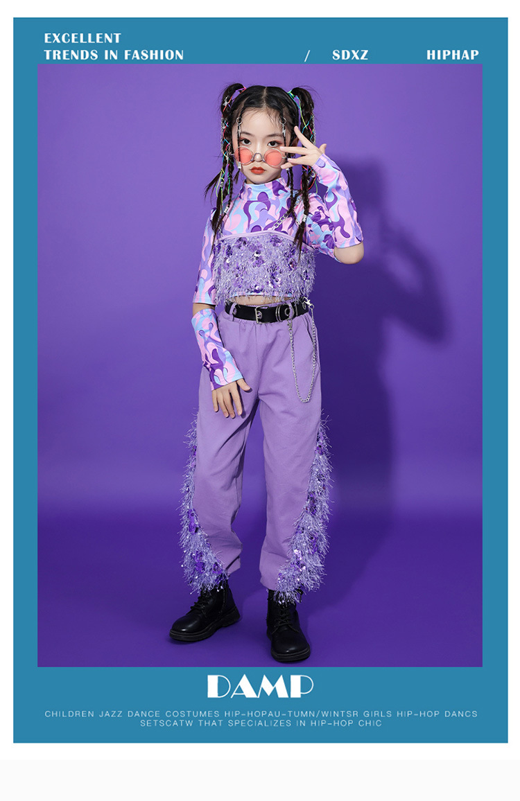 ชุดเต้น ชุดฮิปฮอป เซ็ตสีม่วง ทีมม่วง สินค้าพร้อมส่ง