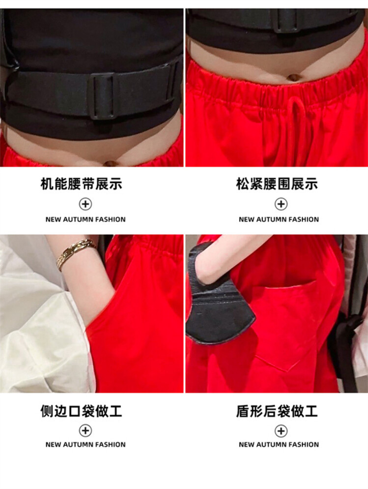 ชุดเต้น ชุดแดนซ์ เสื้อสีดำ+กางเกงขายาวสีแดง