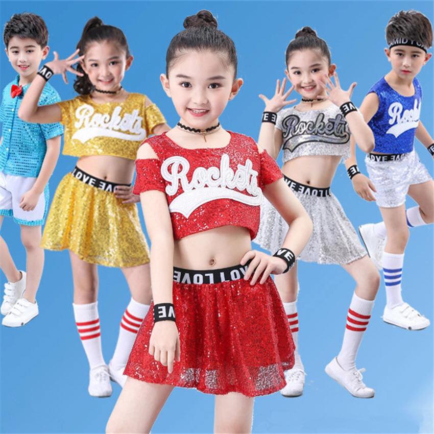 พร้อมส่ง ชุดเต้น ชุดแดนซ์ เซ็ตเสื้อRocket +กระโปรง ปักเลื่อม วิ้ง