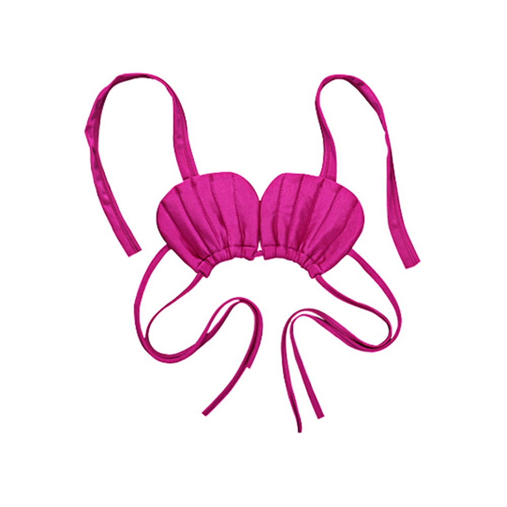 ชุดว่ายน้ำ นางนางเงือก เซ็ต 3 ชิ้น รุ่นเสื้อผูกอก สีชมพู-ฟ้า