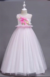 F ชุดเดรสออกงาน สีชมพู ทรงยาว