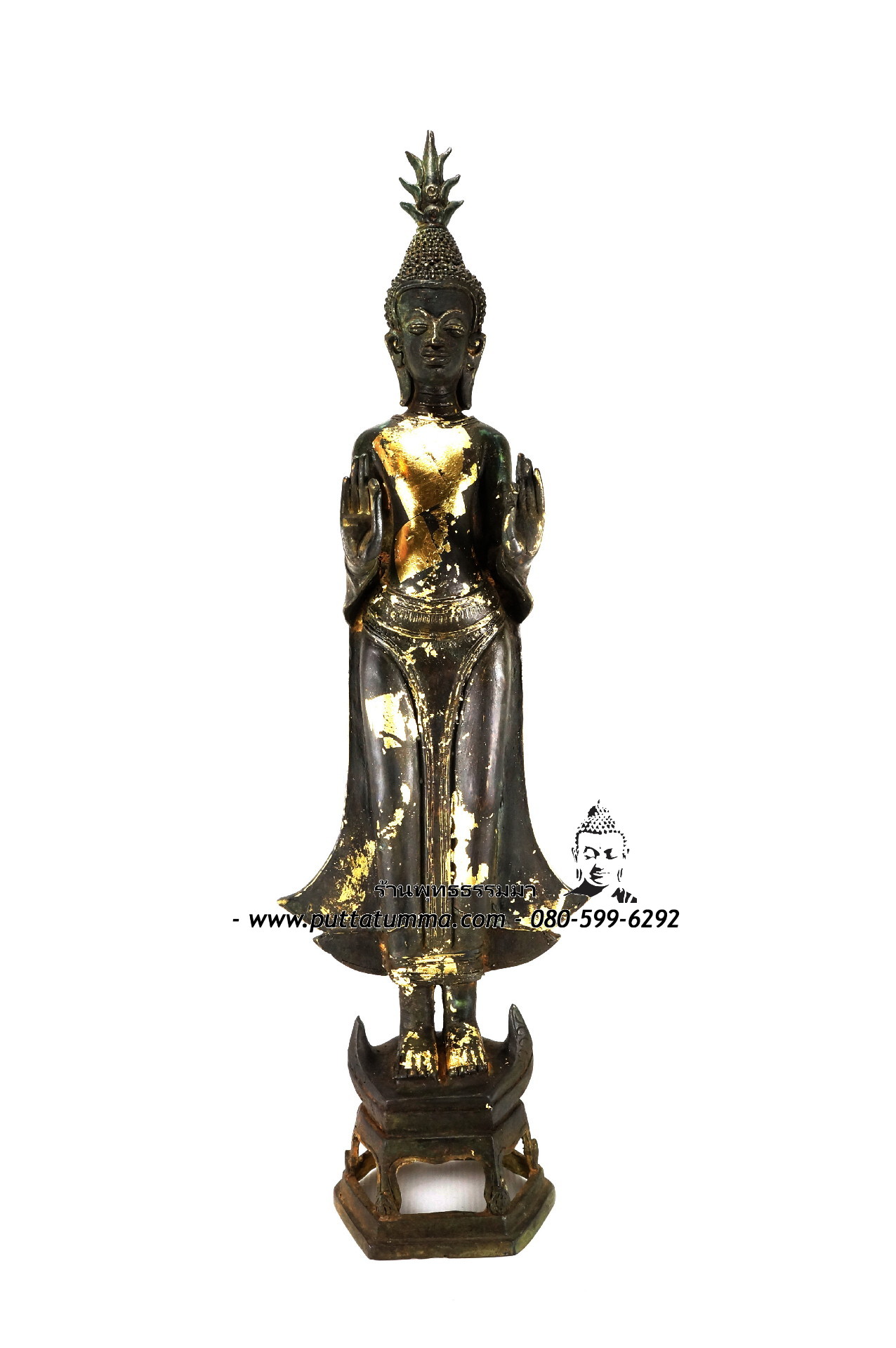 พระพุทธเจ้า ปางเสด็จลงจากดาวดึงส์ เนื้อโลหะ ขนาด 9 นิ้ว สูง 20 นิ้ว