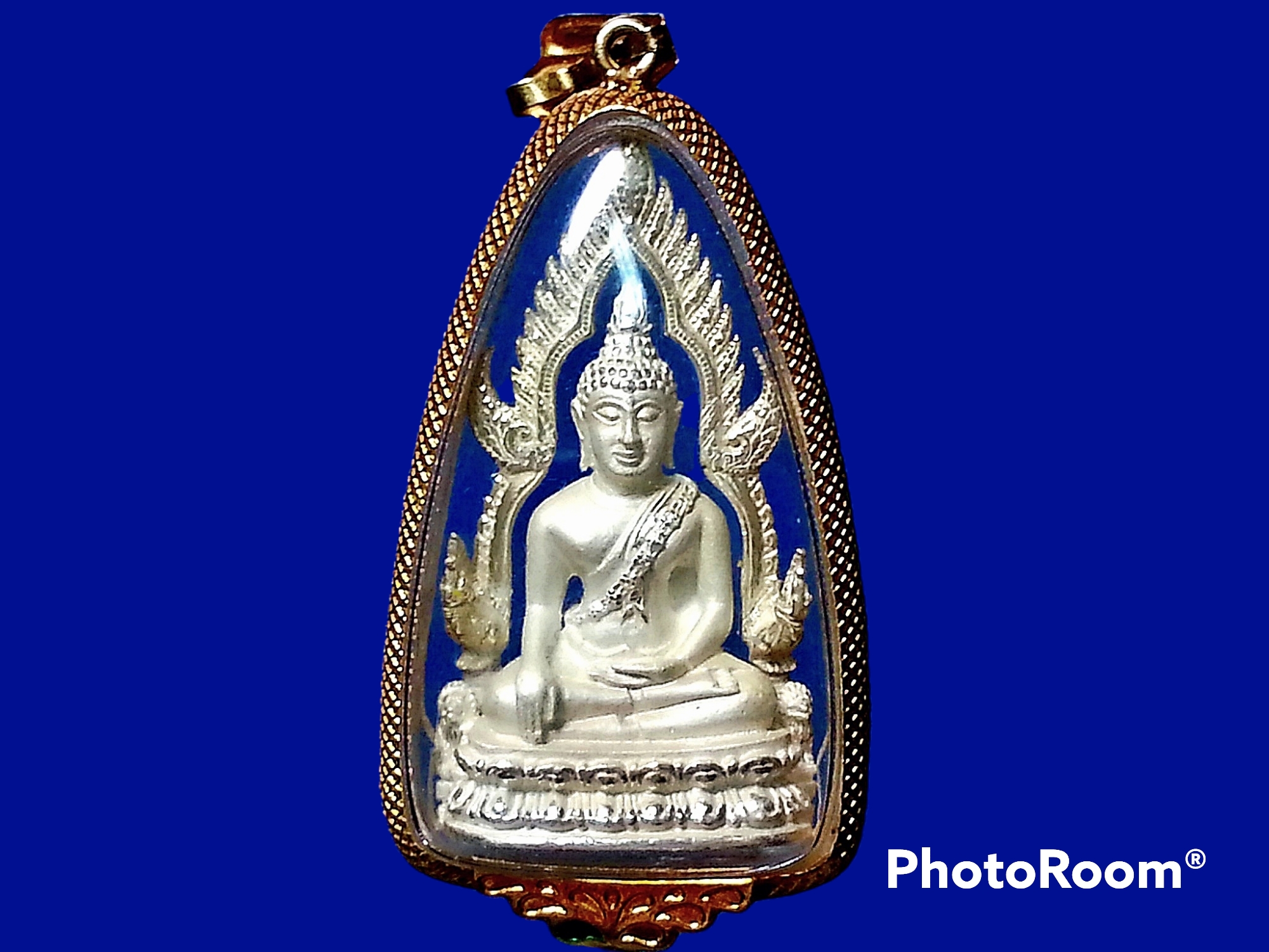พระพุทธชินราช วัดพระศรีรัตนมหาธาตุ จ.พิษณุโลก รุ่น มหาลาภ พ.ศ.2540 เนื้อเงิน งานแพรนด้าจิวเวลลี่ เลี่ยมทองคำหนาๆ