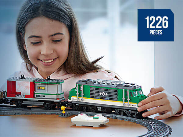 เลโก้ รถไฟชุดใหญ่มาก LEGO City Cargo Train 60198 Remote Control Train Building Set with Tracks for Kids(1226 Pieces)