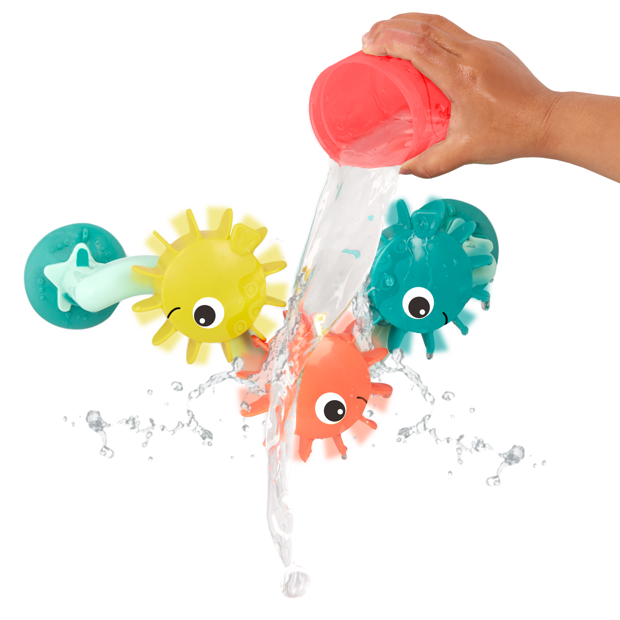 ของเล่นในอ่างอาบน้ำพร้อมปั๊มน้ำอัตโนมัติ B. toys - Bath Pump Toy & Drip Cups - Wonder-Full Waterworks