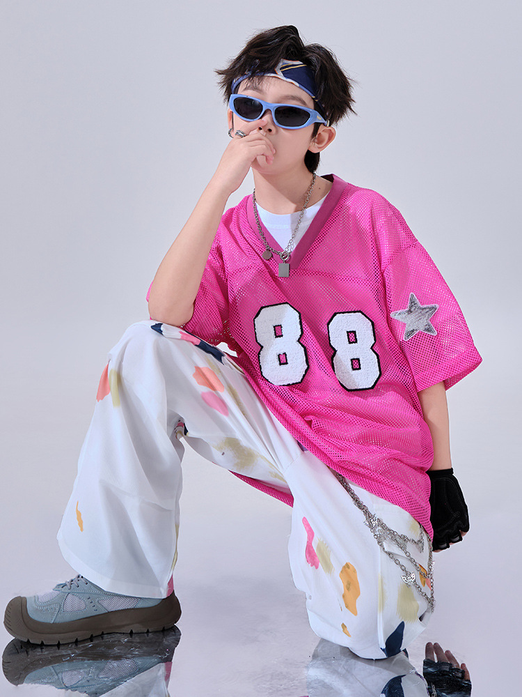 สินค้าพร้อมส่ง ชุดเต้น เซ็ตเสื้อชมพู+กระโปรง/กางเกง