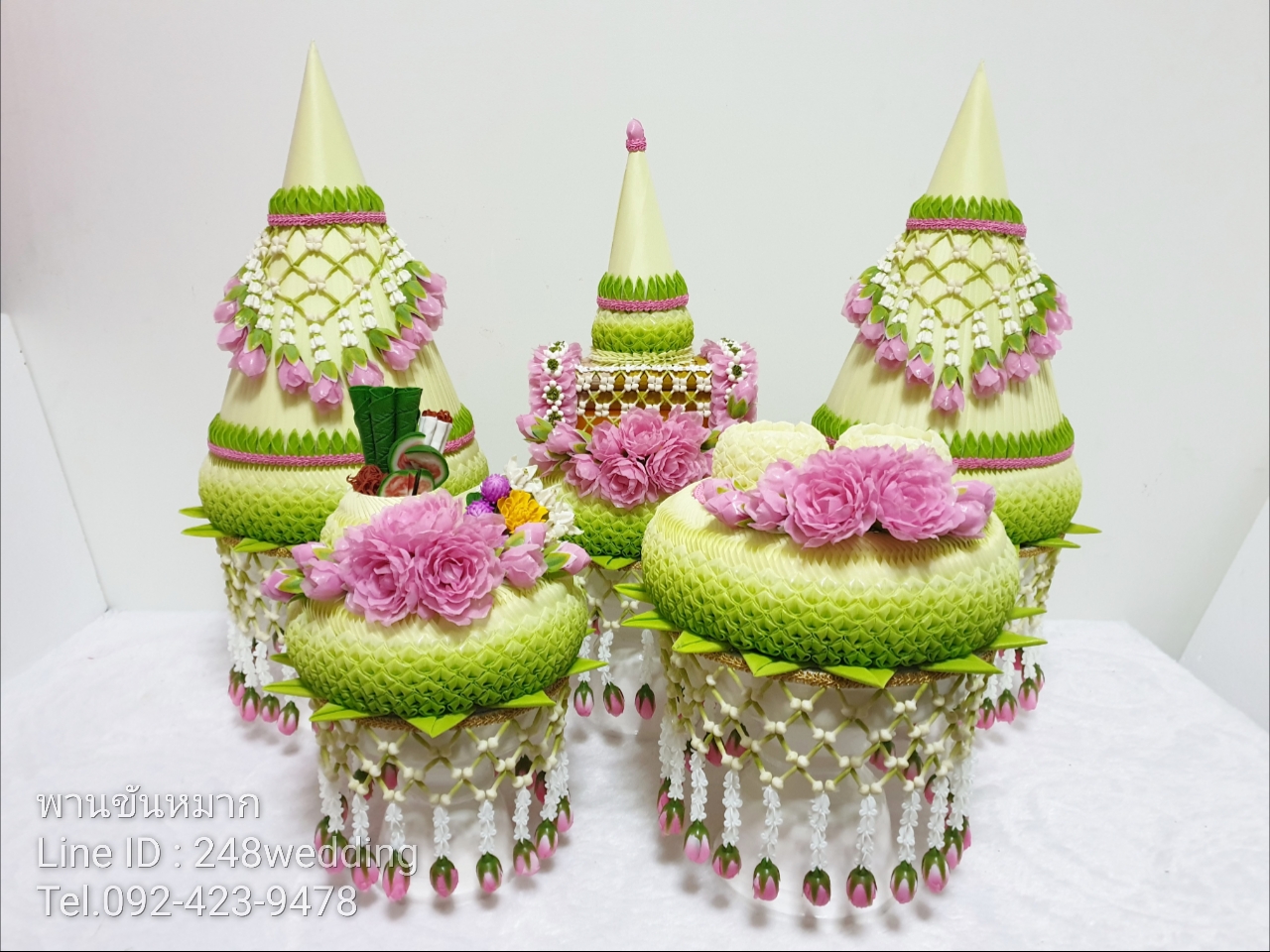 ให้เช่าพานขันหมาก (เขียวชมพู)