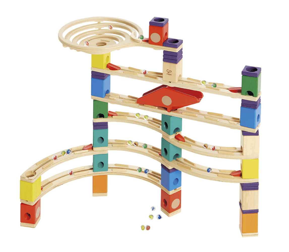 รางลูกแก้ว Hape Quadrilla Wooden Marble Run Construction