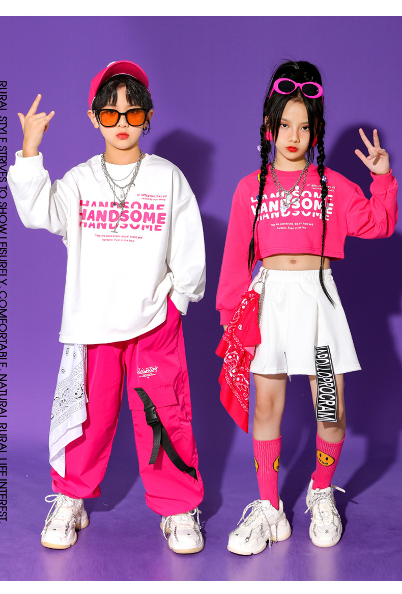 ชุดเต้น ชุดแดนซ์ ชุดเซ็ทเสื้อแขนยาวสีชมพู+กางเกงวอร์ม/กระโปรง