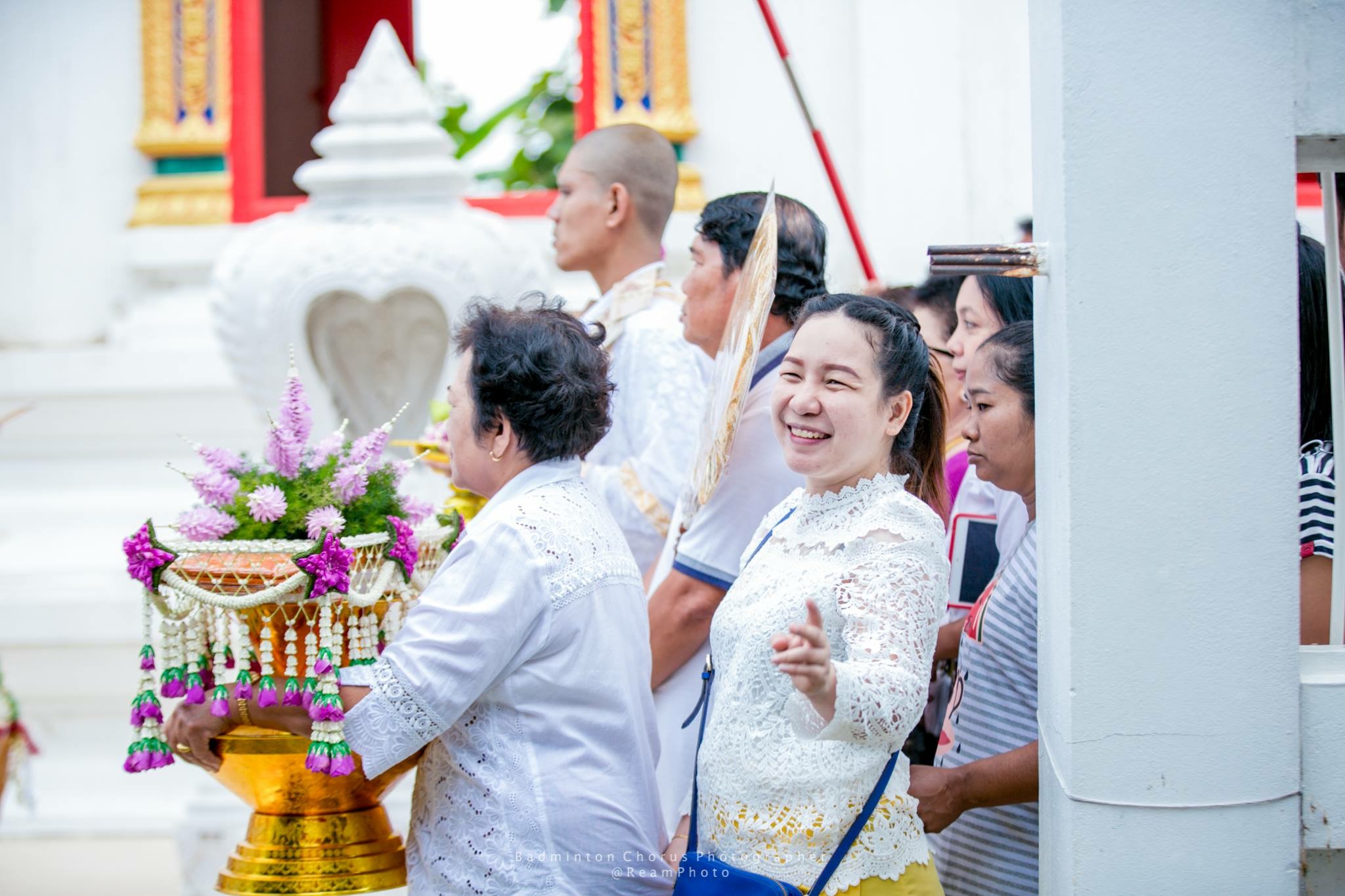 ชุดเครื่องบชดอกไม้สด ชุดD1 วัดสง่างาม อ.บางไทร จ.อยุธยา